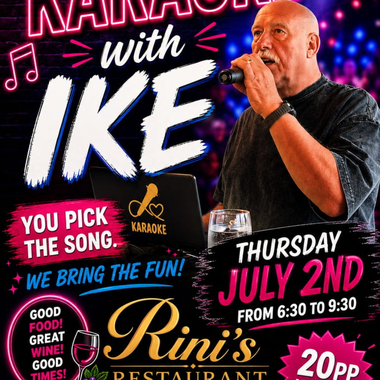 Karaoke With DJ Ike Thursday, July 2nd 6:30pm