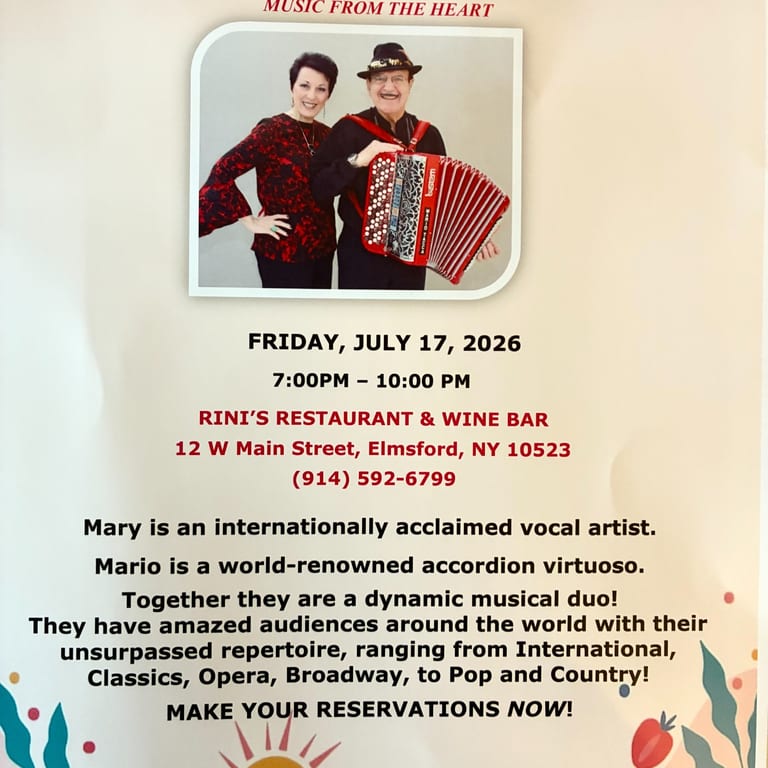 Mary Mancini & Mario Tacca Friday July 17th 7pm