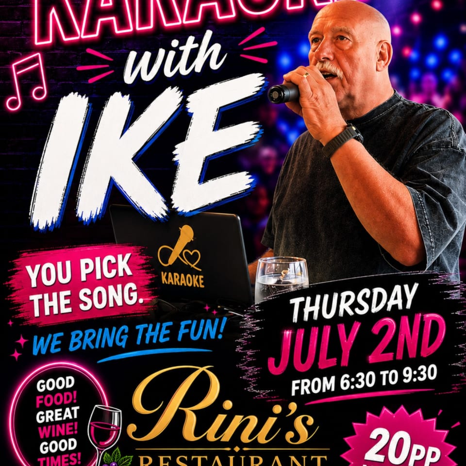Karaoke With DJ Ike Thursday, July 2nd 6:30pm