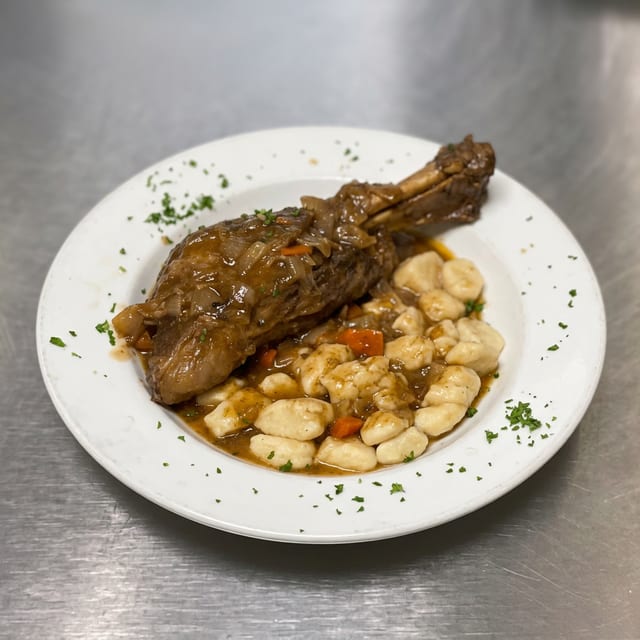 Lamb Shank Over Gnocchi.