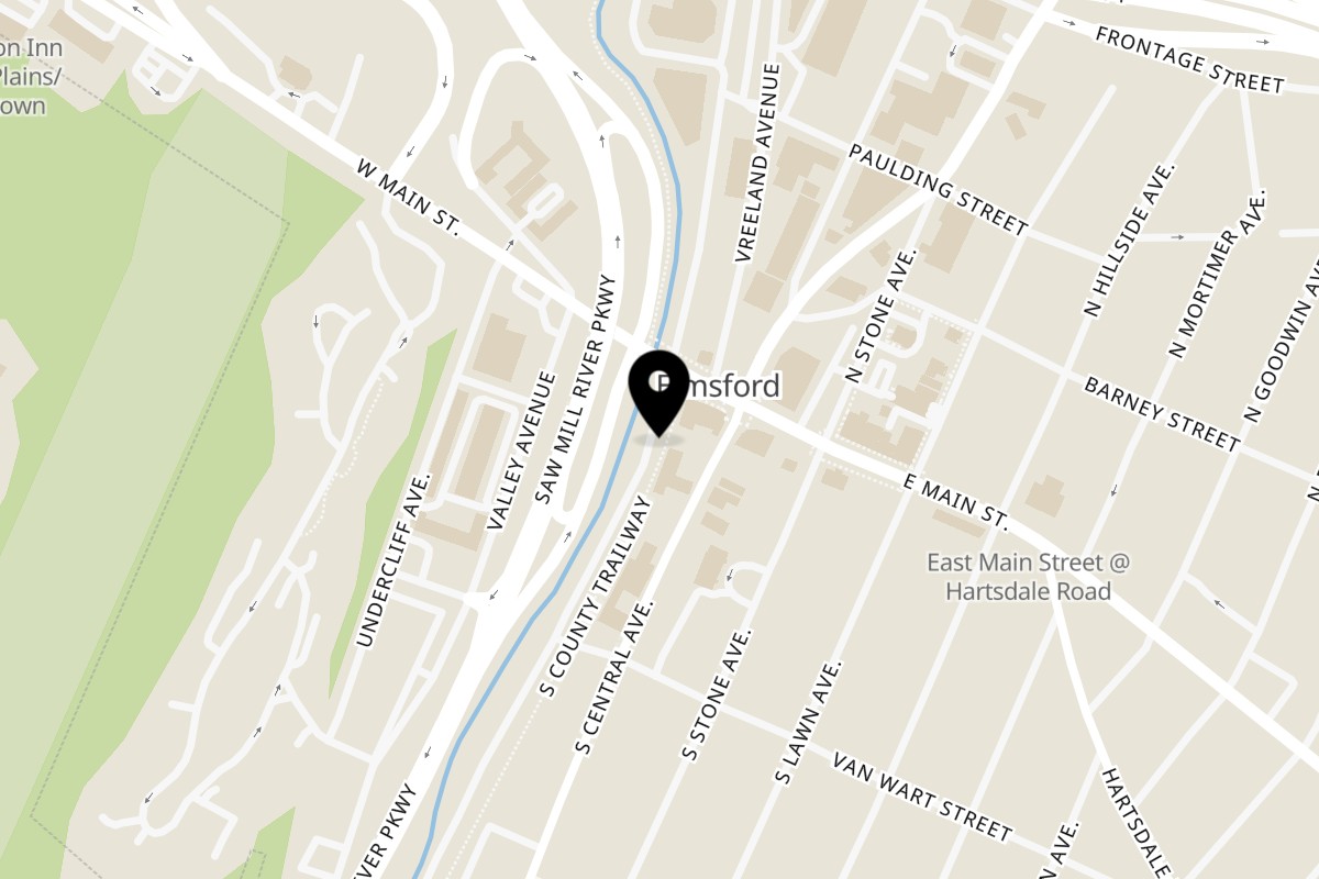 Map showing the location of Rini's Restaurant & Wine Bar on 12 W Main St in Elmsford
